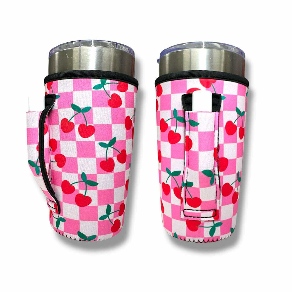 Checker Cherries 20oz Large Coffee / Tea / Tumbler Handler™ - Drink Handlers