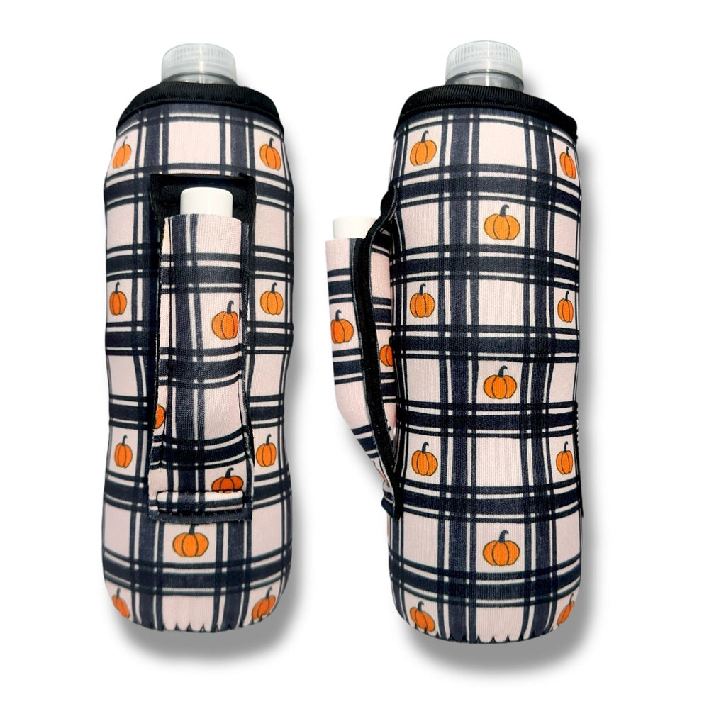 Pumpkin Gingham 16 - 24oz Soda & Water Bottle / Tallboy Can Handler™ - Drink Handlers