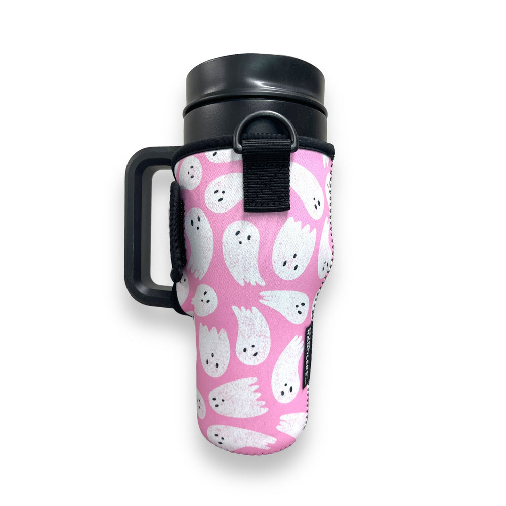 Pink Ghost 25-35oz Tumbler With Handle Sleeve