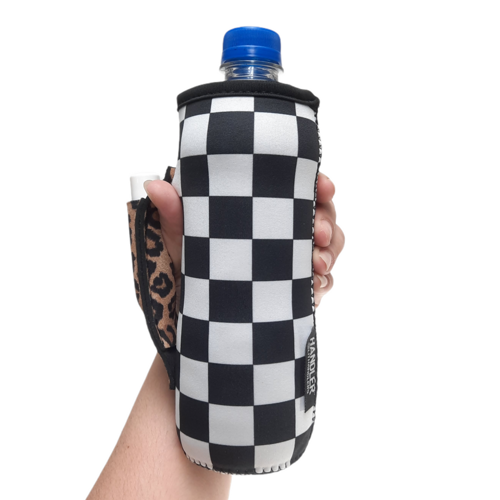 Checkerboard w/ Leopard 16-24oz Soda & Water Bottle / Tallboy Can Handler™