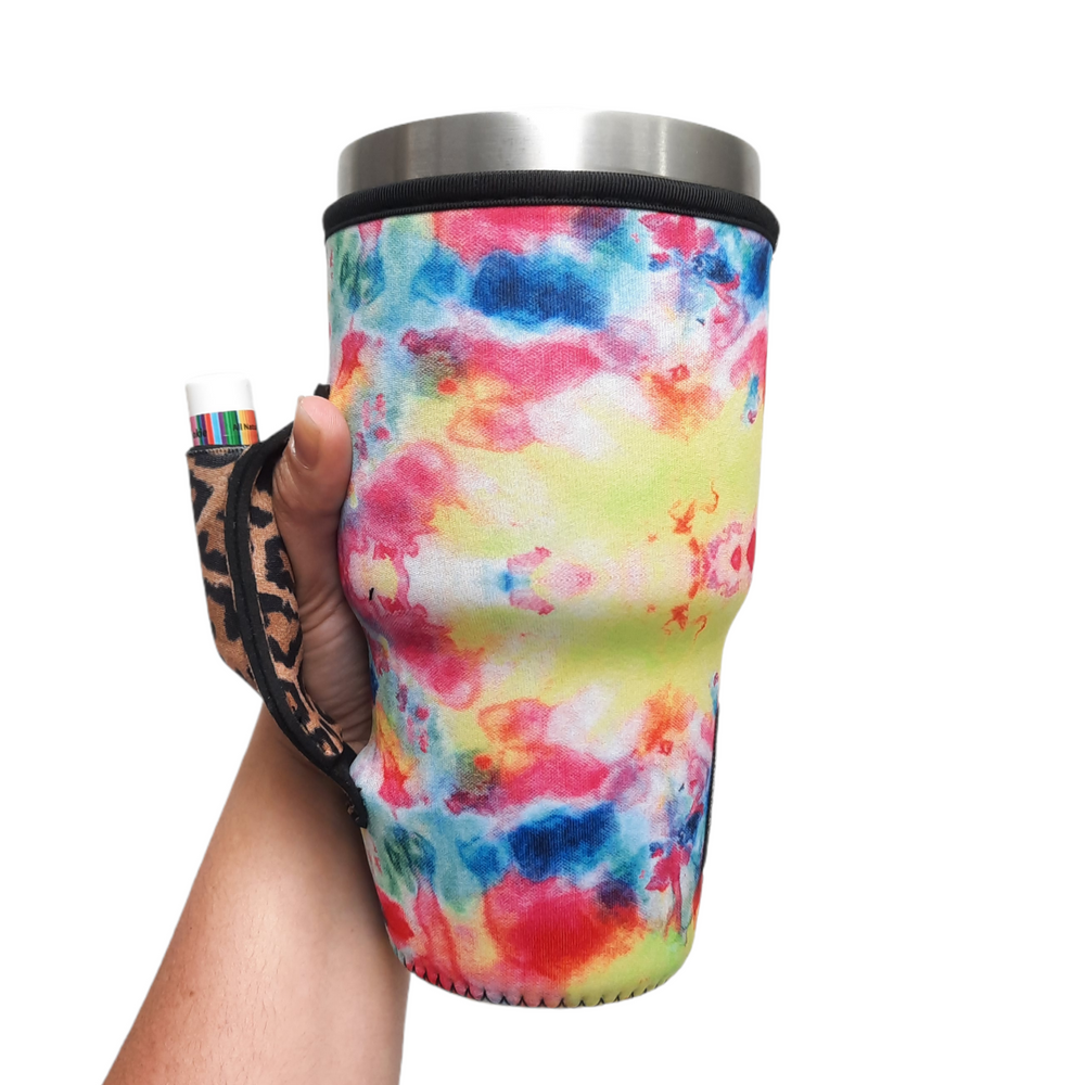 Tie Dye w/ Leopard 30-40oz Tumbler Handler™