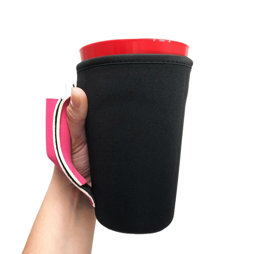 Black w/ Hot Pink 16oz PINT Glass / Medium Fountain Drinks and Tumbler Handlers™