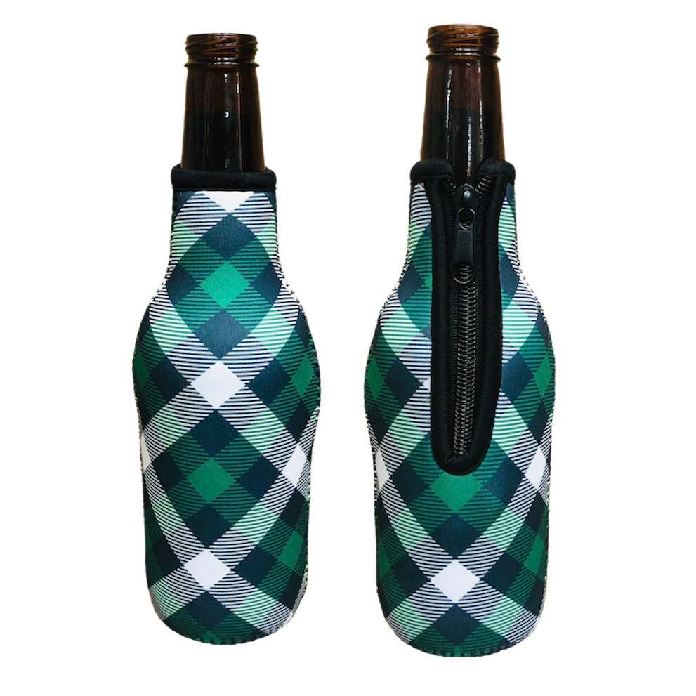 GREEN PLAID 12OZ BOTTLENECK SLEEVE