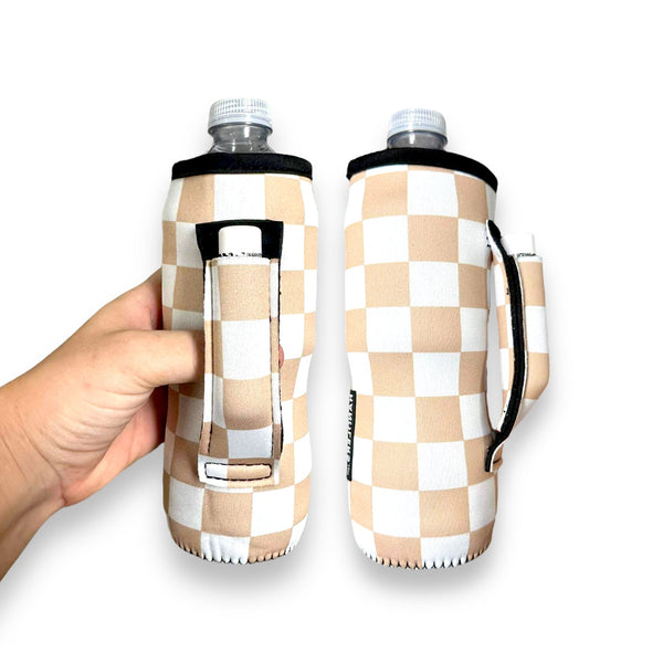 Tan Checkerboard 16-24oz Soda & Water Bottle / Tallboy Can Handler™