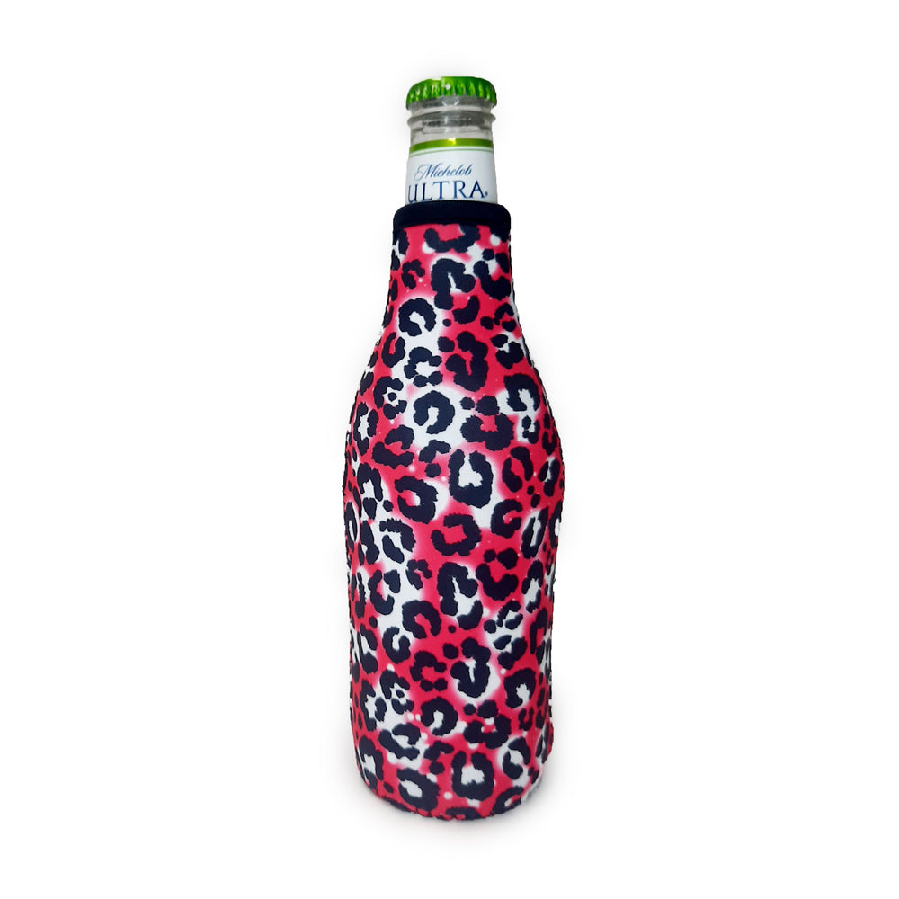 Hot Pink Leopard 12oz Bottleneck Sleeve