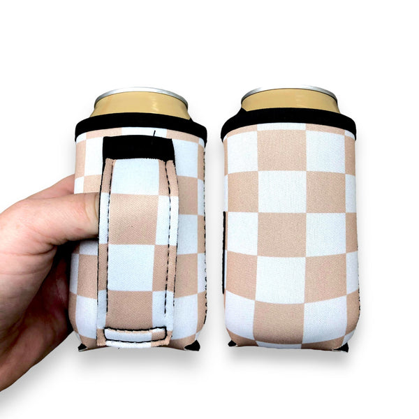 Tan Checkerboard 12oz Stubby Can Handler™