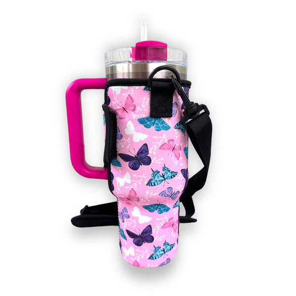 Butterfly 40oz Tumbler With Handle Sleeve
