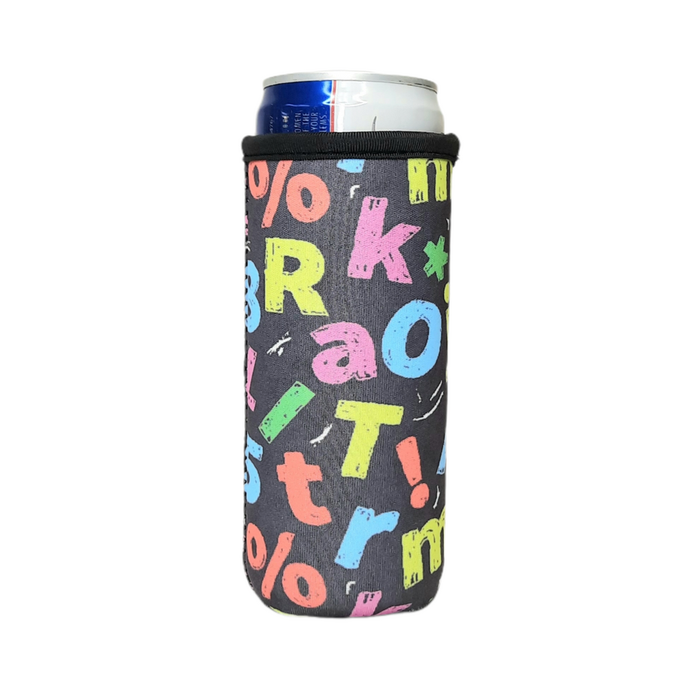 Chalkboard Letters 12oz Slim Can Cooler