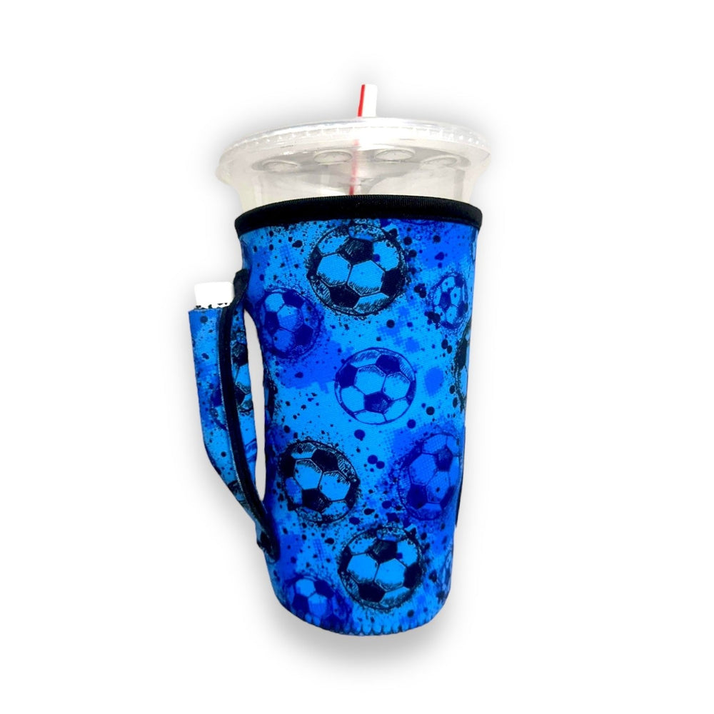 Blue Soccer 20oz Large Coffee / Tea / Tumbler Handler™ - Drink Handlers