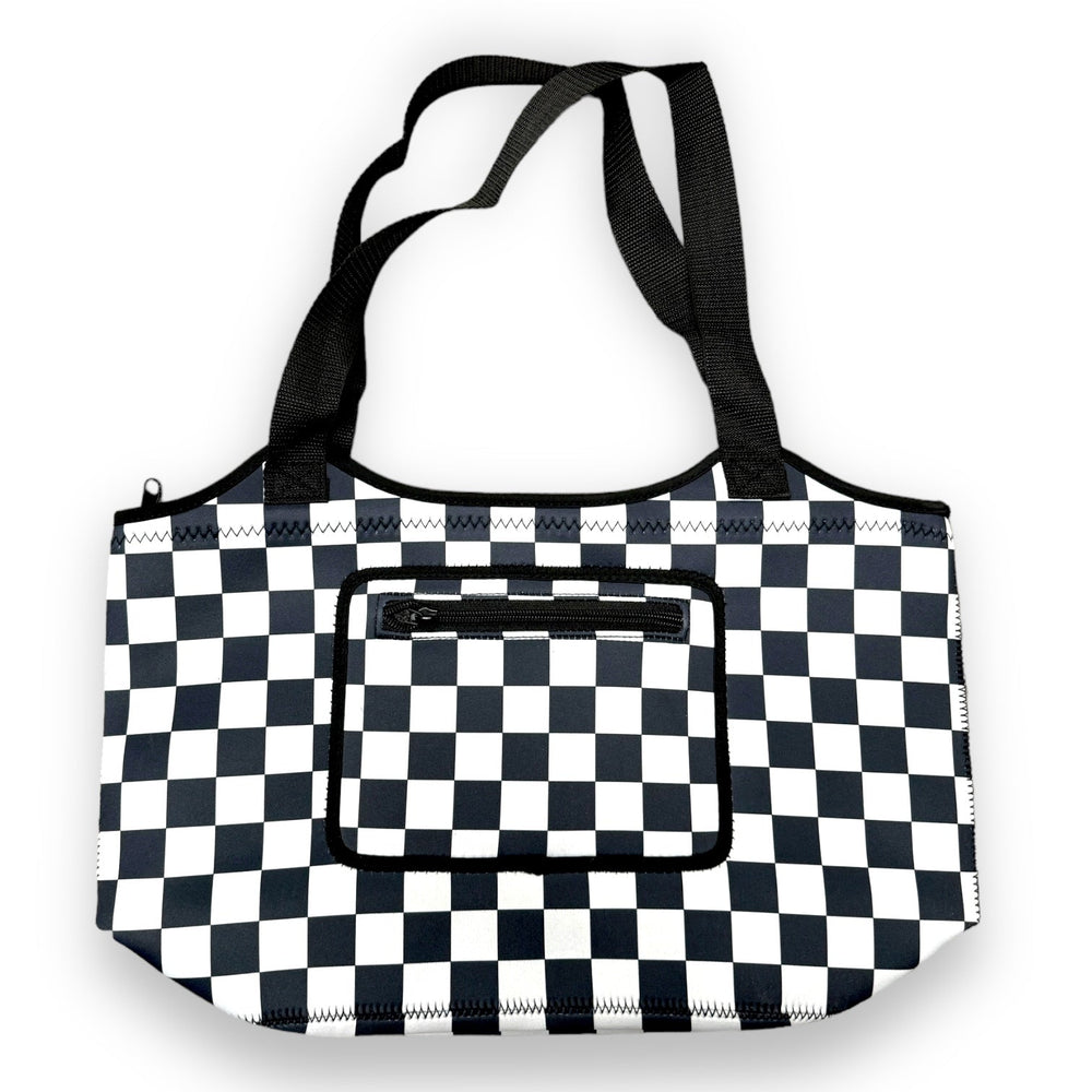Checkerboard Print Neoprene Tote - Drink Handlers