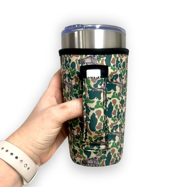 Green Duck Camo 20oz Large Coffee / Tea / Tumbler Handler™ - Drink Handlers