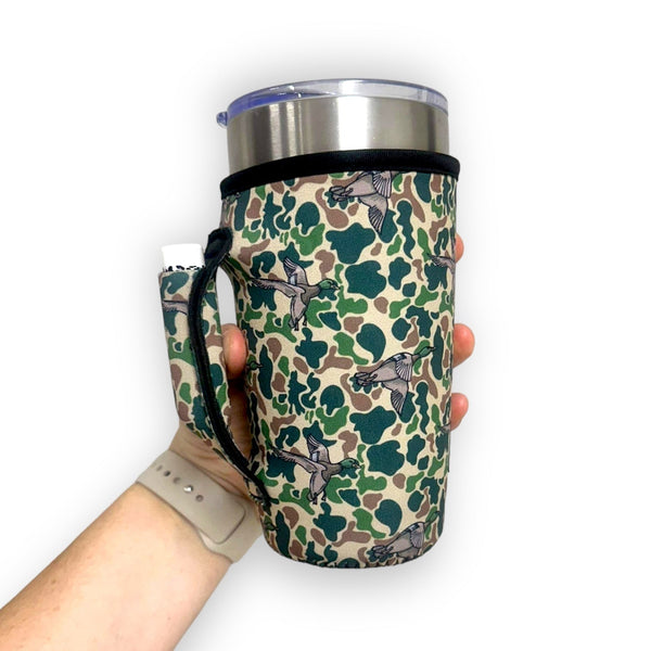 Green Duck Camo 20oz Large Coffee / Tea / Tumbler Handler™ - Drink Handlers