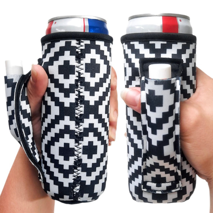 Black & White Aztec 12oz Slim Can Handler™ - Limited Edition*