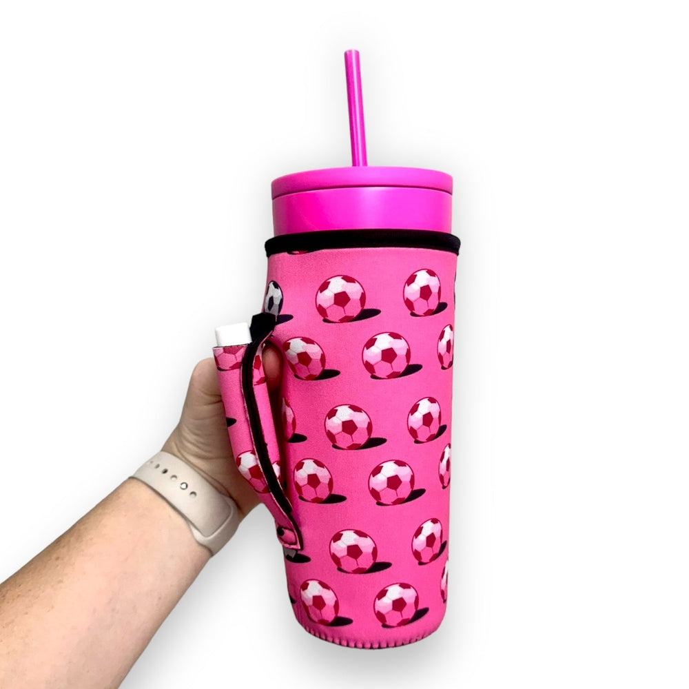 Pink Soccer 30oz Tumbler Handler™ - Drink Handlers