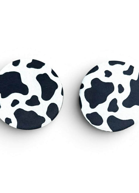 Black and White Cow Print Neoprene Car Coasters