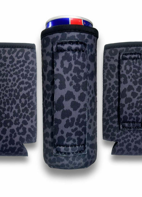 3-Pack No-Pocket 12oz Slim Can Handler™ Black Leopard