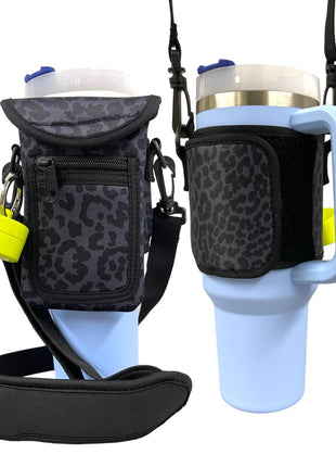 Black Leopard Wrap Around Drink Pocket *PREORDER* - Drink Handlers
