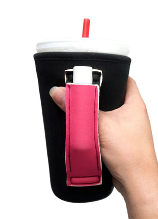 Black w/ Hot Pink 16oz PINT Glass / Medium Fountain Drinks and Tumbler Handlers™ - Drink Handlers