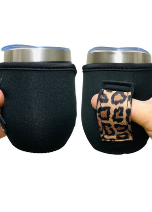 Black w/ Leopard 12oz Wine Tumbler Handler - Drink Handlers