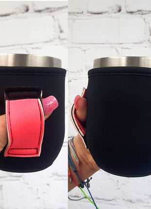 Black W/ Neon Pink 12oz Wine Tumbler Handler - Drink Handlers