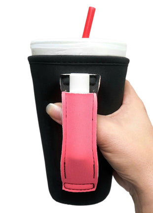 Black w/ Neon Pink 16oz PINT Glass / Medium Fountain Drinks and Tumbler Handlers™ - Drink Handlers
