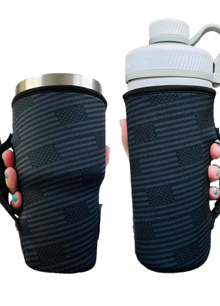 Blacked Out USA Flag 30oz Tumbler Handler™ - Drink Handlers