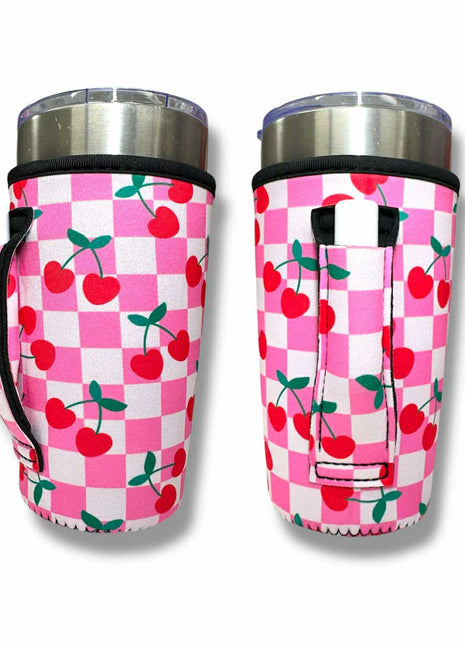 Checker Cherries 20oz Large Coffee / Tea / Tumbler Handler™ - Drink Handlers