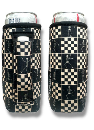 Checkered Skeletons 12 - 16oz Slim Can Handler™ - Drink Handlers