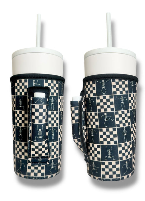 Checkered Skeletons 20oz Large Coffee / Tea / Tumbler Handler™ - Drink Handlers