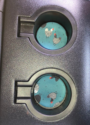 Chickens Neoprene Car Coasters - Drink Handlers