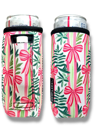 Christmas Bows 12 - 16oz Slim Can Handler™ - Drink Handlers