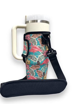 Hawaiian Flamingo 25-35oz Tumbler With Handle Sleeve - Drink Handlers