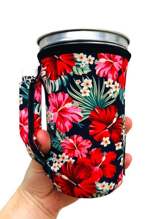 Hibiscus 16oz PINT Glass / Medium Fountain Drinks and Hot Coffee Handlers™ - Drink Handlers