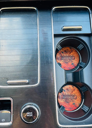 Howdy B**CHES Neoprene Car Coasters - Drink Handlers