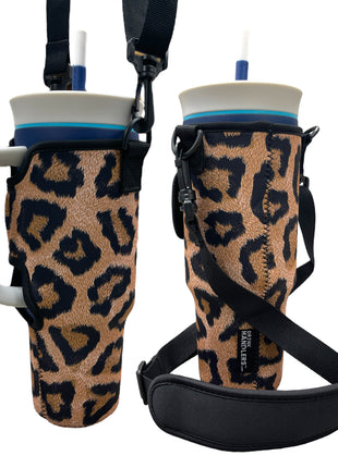 Leopard 40oz Tumbler With Handle Sleeve