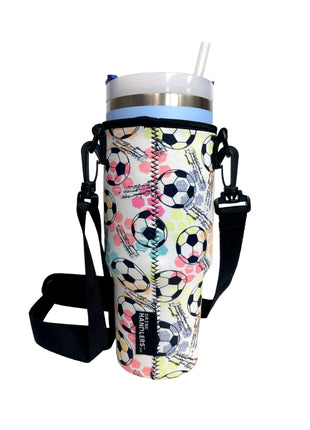 Soccer 40oz Tumbler With Handle Sleeve