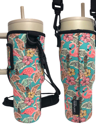 Hawaiian Flamingo 40oz Tumbler With Handle Sleeve