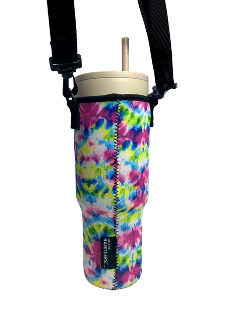 Purple Tie Dye 40oz Tumbler With Handle Sleeve