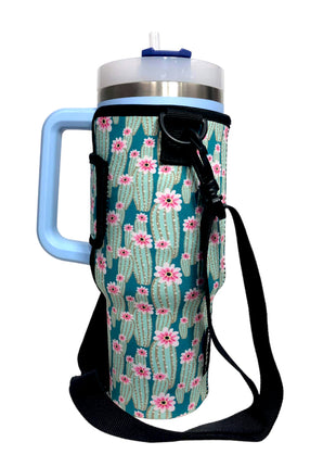 Green Cactus 40oz Tumbler With Handle Sleeve
