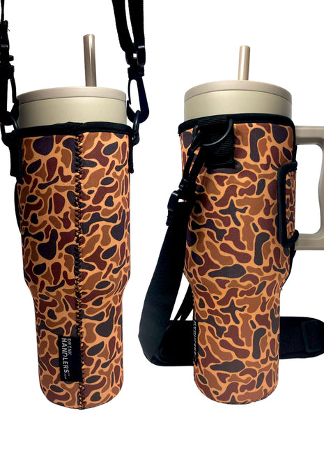 Old School Camo 40oz  Tumbler With Handle Sleeve