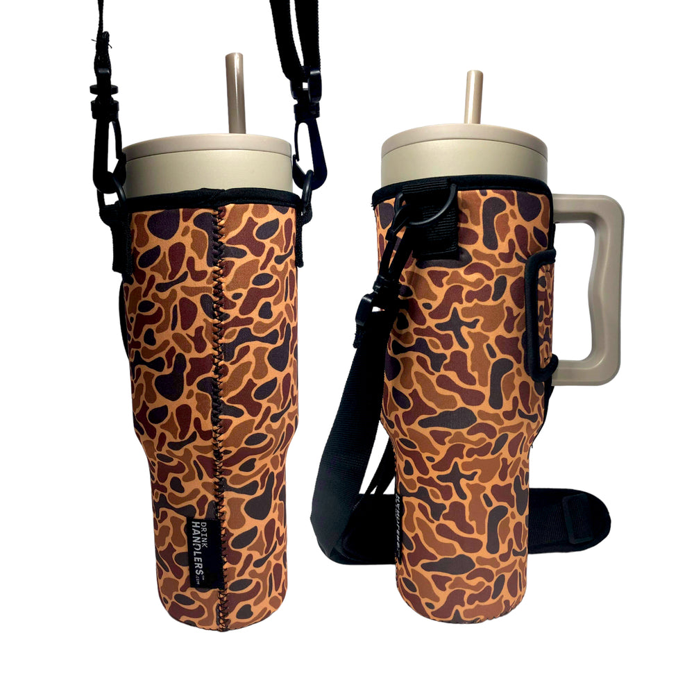 Old School Camo 40oz  Tumbler With Handle Sleeve