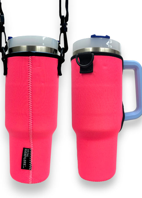 Neon Pink 40oz Tumbler With Handle Sleeve