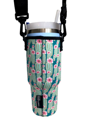 Green Cactus 40oz Tumbler With Handle Sleeve
