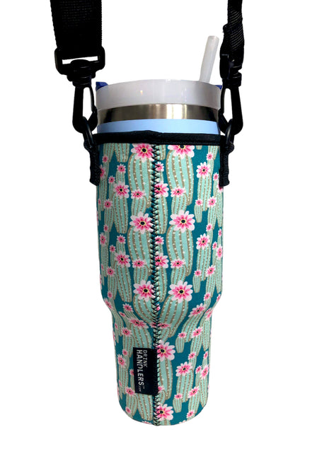 Green Cactus 40oz Tumbler With Handle Sleeve