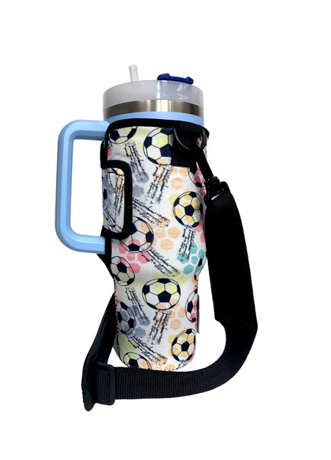 Soccer 40oz Tumbler With Handle Sleeve