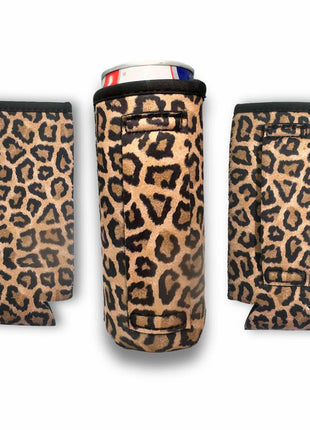 3-Pack No-Pocket 12oz Slim Can Handler™ Leopard