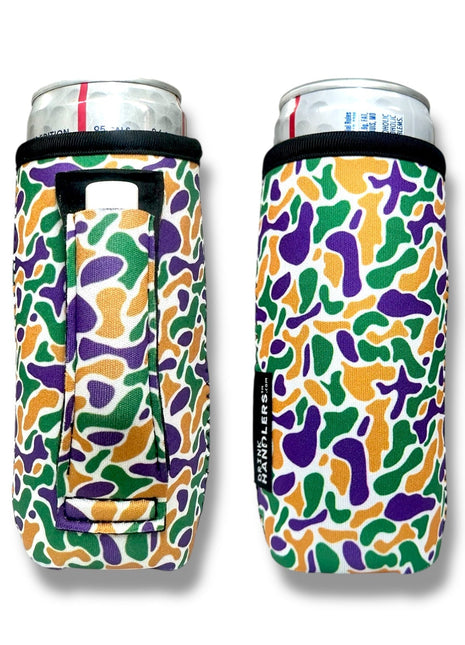Mardi Gras Camo 12 - 16oz Slim Can Handler™ - Drink Handlers