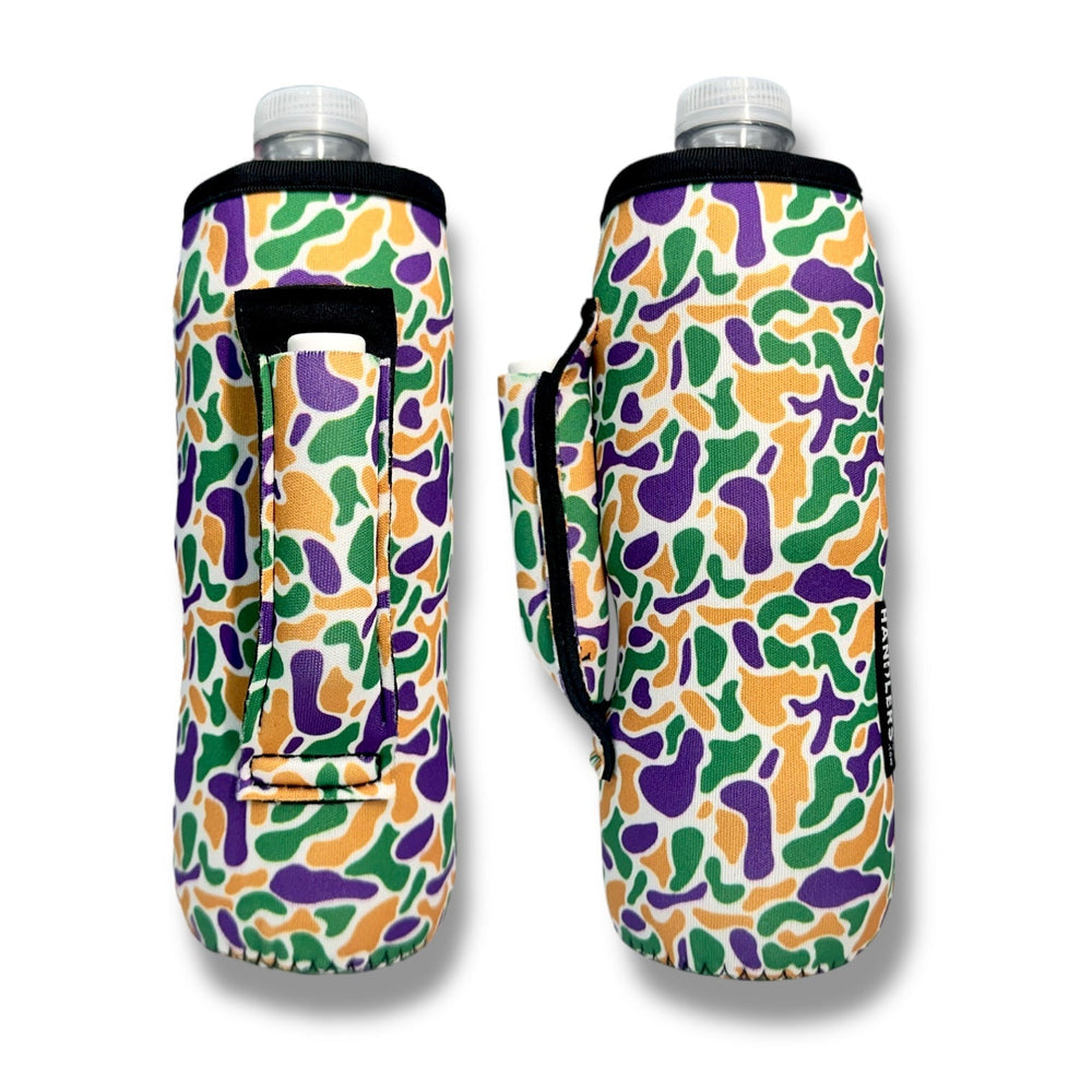 Mardi Gras Camo 16 - 24oz Soda & Water Bottle / Tallboy Can Handler™ - Drink Handlers