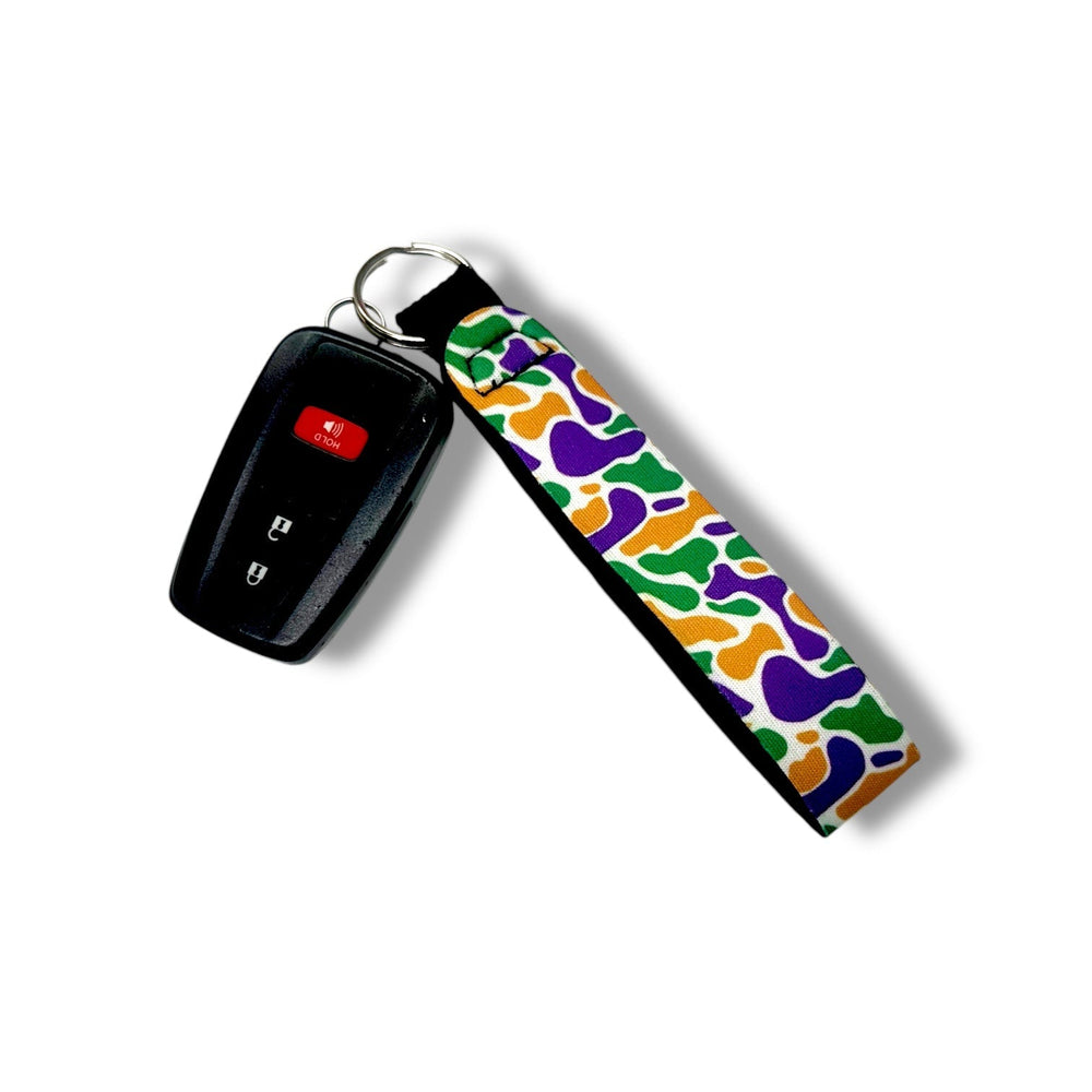 Mardi Gras Camo Wristlet Keychain - Drink Handlers