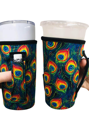 Peacock Feathers 20oz Large Coffee / Tea / Tumbler Handler™ - Drink Handlers